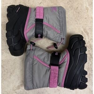 Sorel Kids Winter Snow Boots Gray Pink Waterproof Boots Size 8 Youth